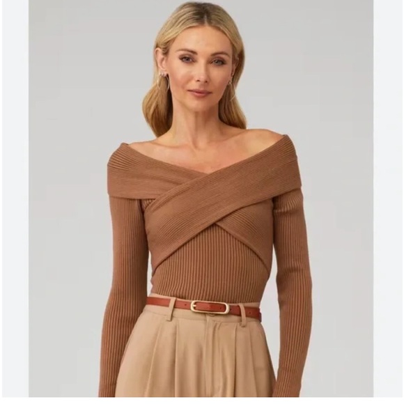 ASTR The Label | Brown Off-Shoulder Sweater - Picture 1 of 2